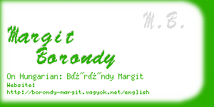 margit borondy business card